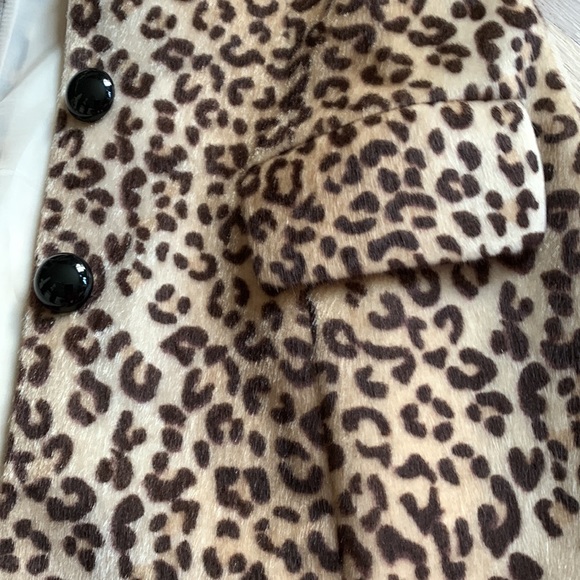 Faux Fur 🖤🤎 Leopard Animal Print Coat Vintage Look Super Chic Collar Mob Wife - Picture 12 of 16